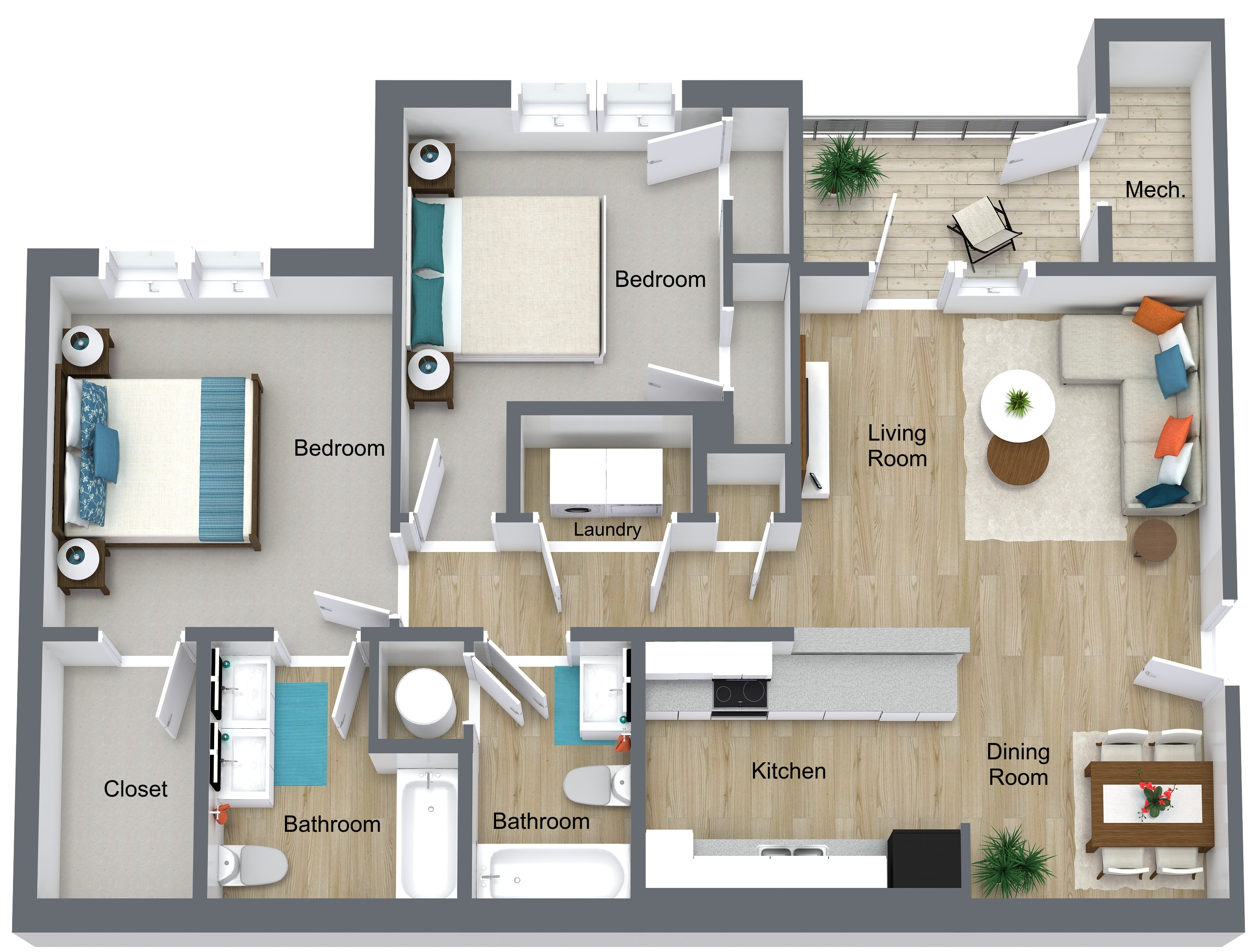 2 Bedroom 2 Bathroom - 3RS D Floor Plan 2 Bedroom 2 Bathroom - 3RS D Floor Plan